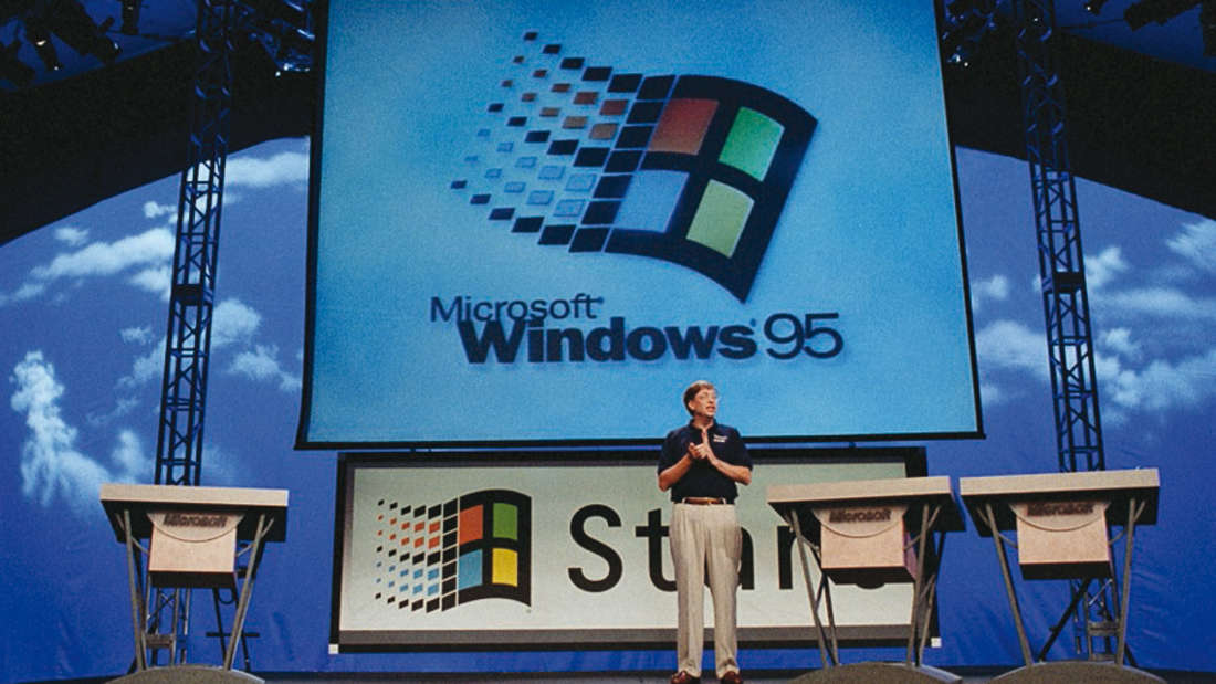 Microsofts Windows 95 erobert die Welt im Flug.