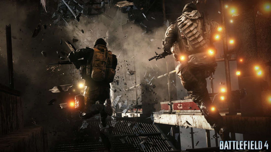 Battlefield 4 Soldaten springen über einstürzenden Boden