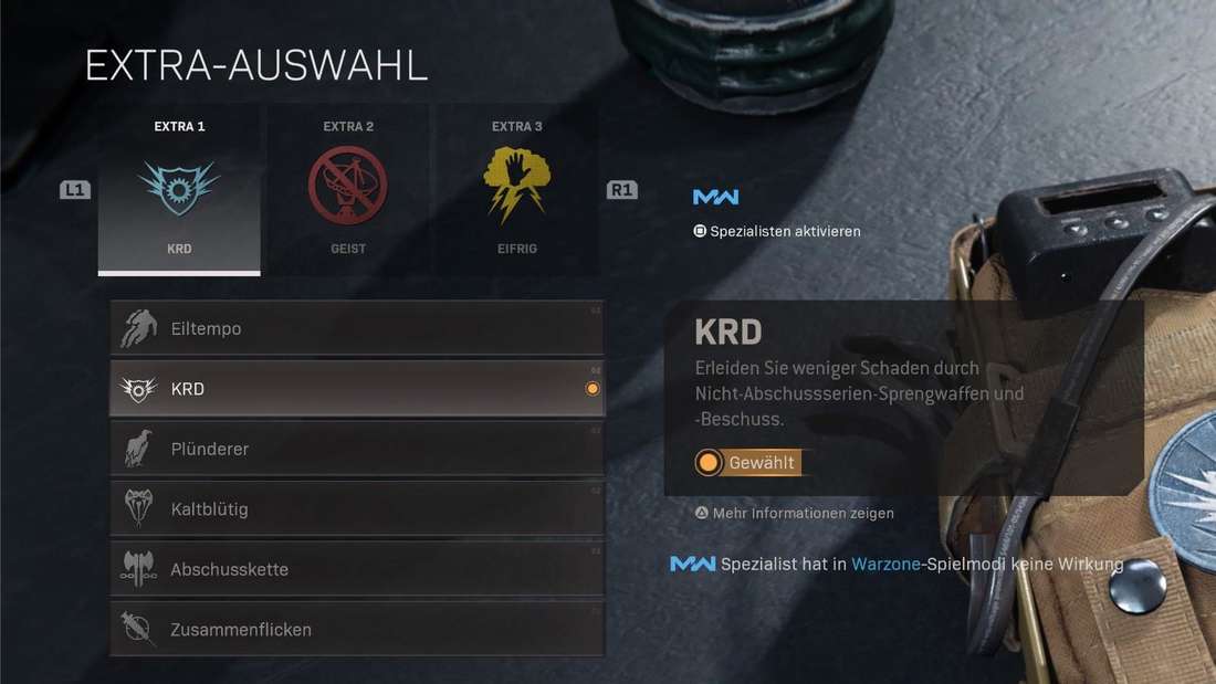 CoD Warzone Perk-Auswahl im Gunsmith Waffenschmied Editor