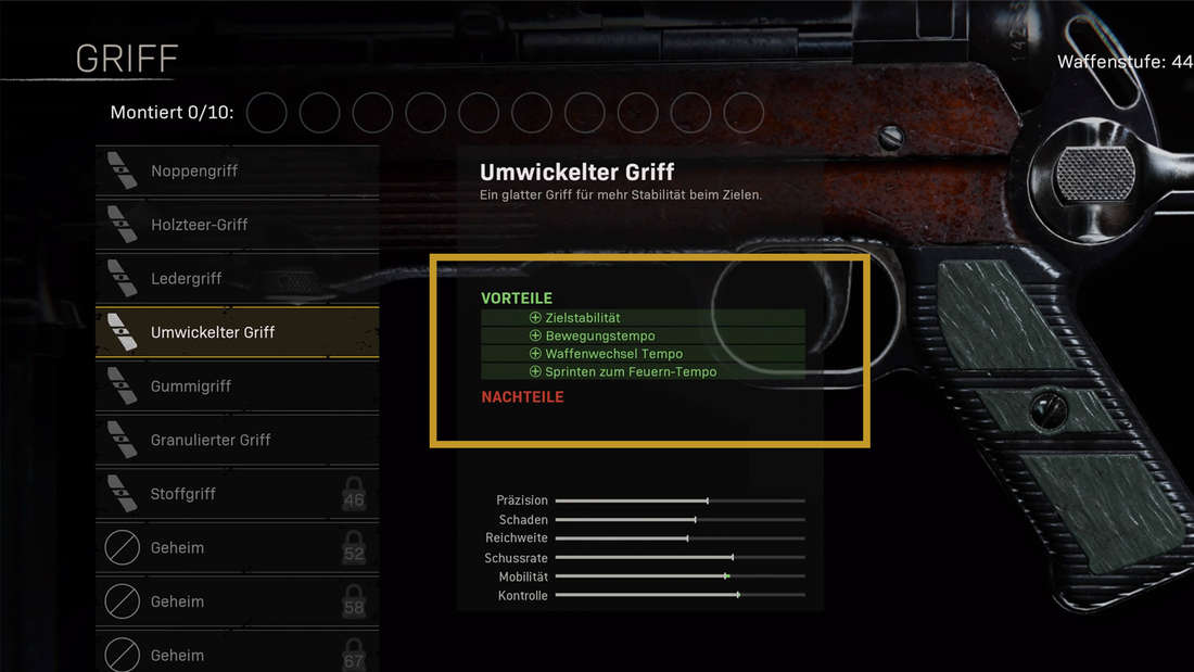 Umwickelter Griff Warzone Griff Aufsatz MP 40 in Call of Duty