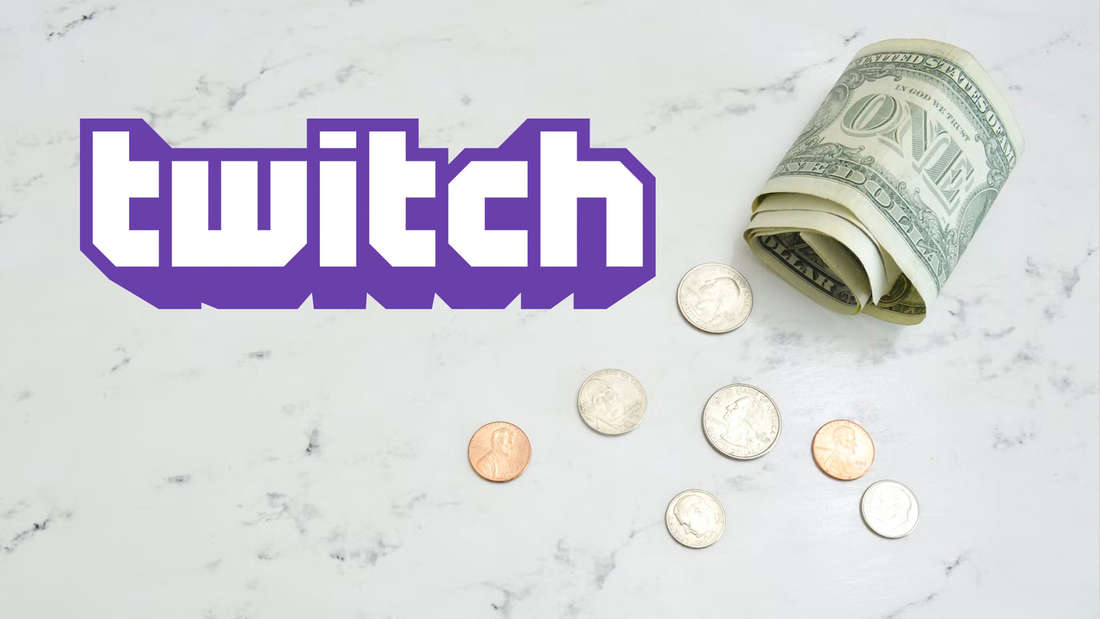 Geld neben dem Logo von Twitch