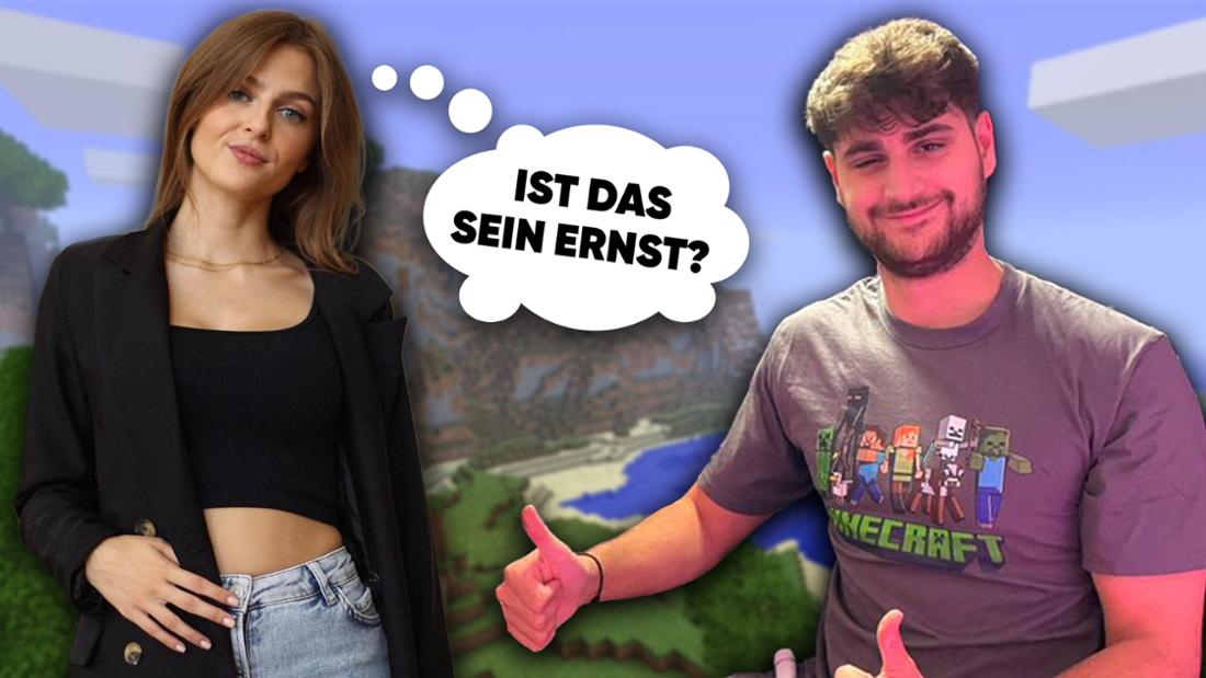 Twitch Streamer EliasN97 und seine Freundin Melina. Im Hintergrund eine Minecraft-Welt