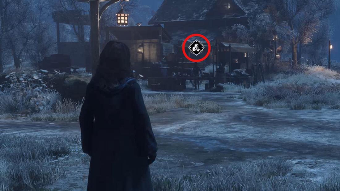 Händlersymbol im Gameplay von Hogwarts Legacy