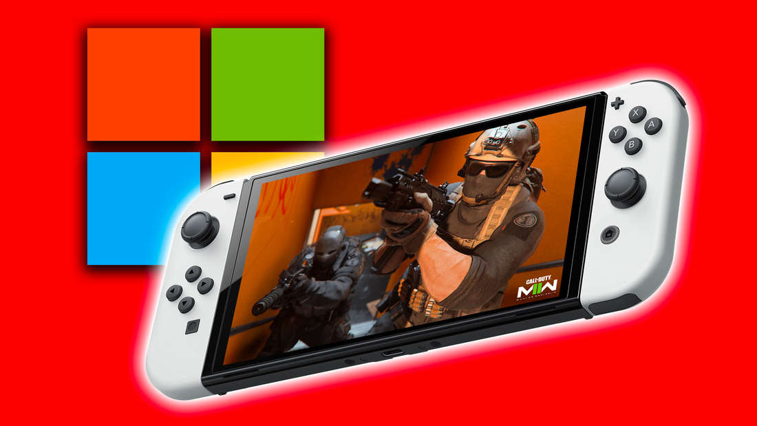 Call of Duty auf der Nintendo Switch neben dem Logo von Microsoft