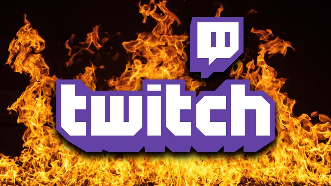 Logo von Twitch auf Flammen