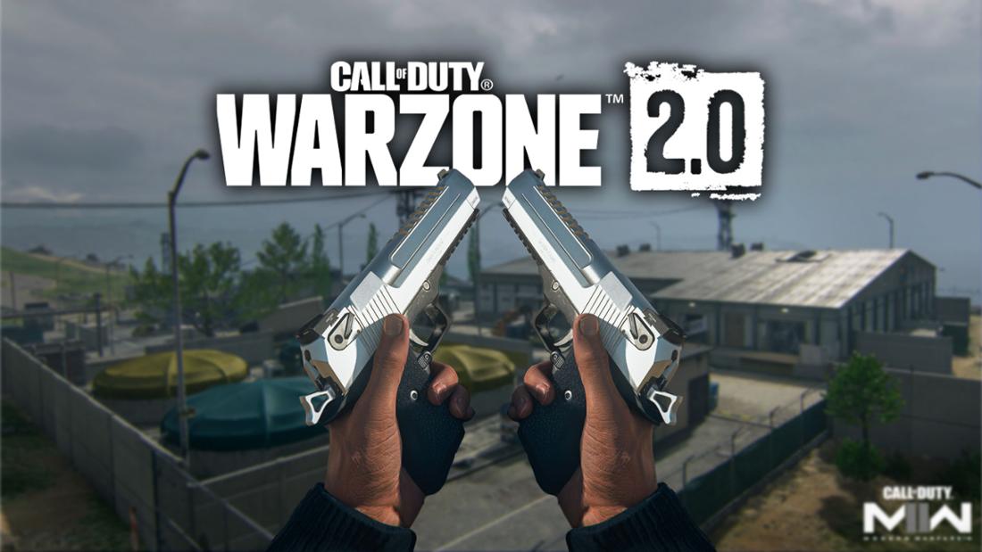 Zwei vollautomatische Desert Eagle unter dem Logo von Warzone 2