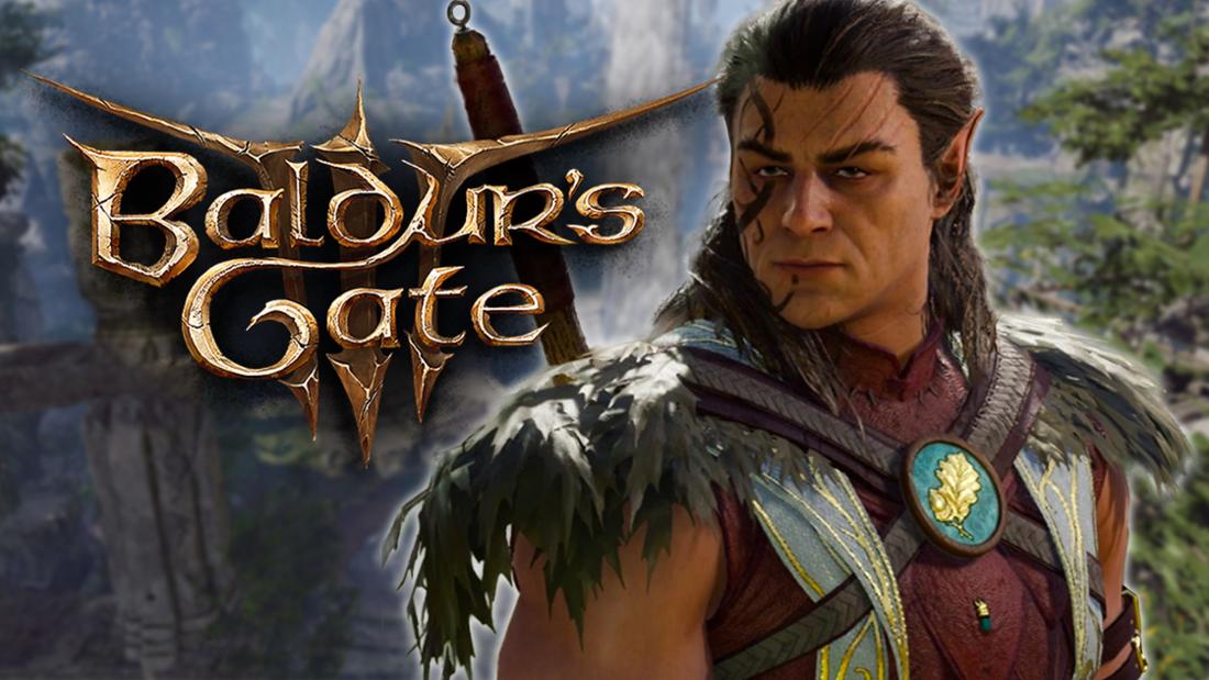 Halsin neben dem Logo von Baldurs Gate 3.