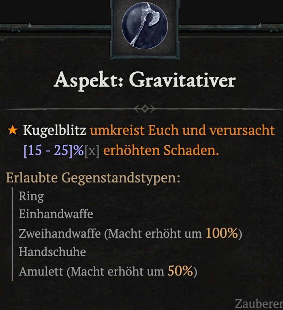 Diablo 4: Gravitativer Aspekt für den Zauberer.