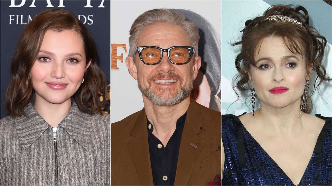 The Seven Dials Mystery Cast mit Mia McKenna-Bruce, Martin Freeman und Helena Bonham Carter 