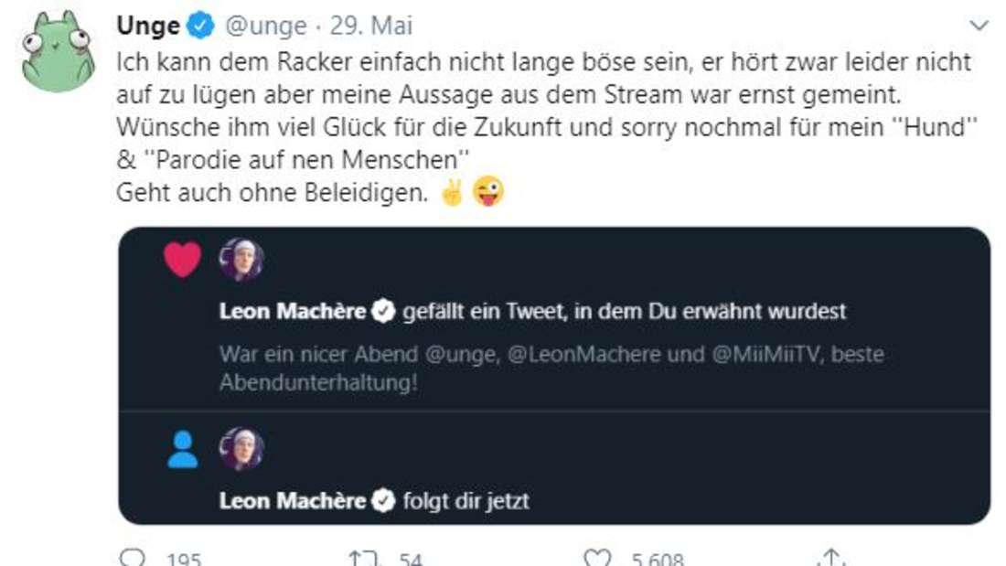 Auf Twitter zeigte sich Unge einsichtig.